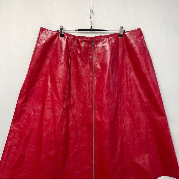 Eloquii Women Faux Leather A-Line Patent Red Skirt Zipper Plus Size 22 M273 -15 - Picture 14 of 16